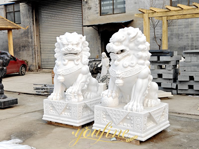 Marble Foo Dogs Statue